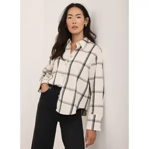 Mint Velvet Cream Cotton Check Shirt